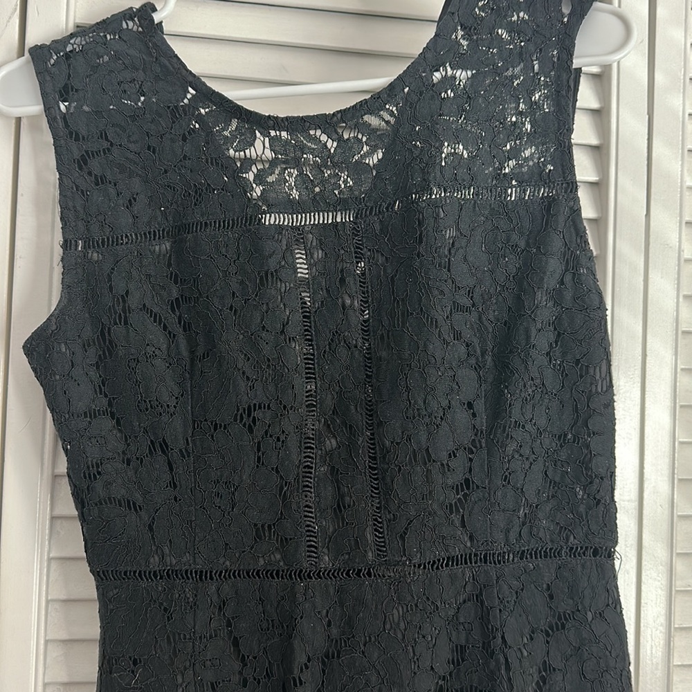 Mustard seed black lace midi dress M